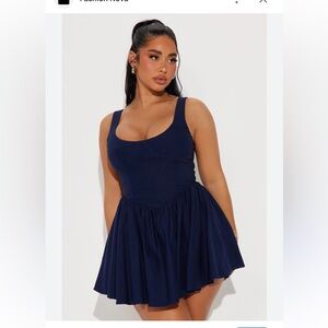 NWT Size 1X Fashion Nova Navy Blue Flare Dress